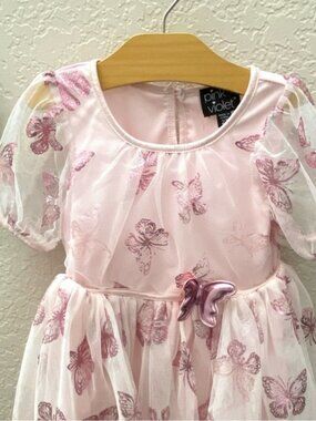 Pink Butterfly Tulle Dress | Size 2T